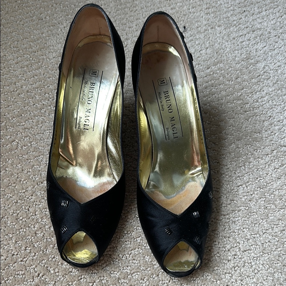Bruno Magli Women's Black Peep-Toe Heels